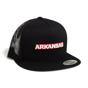 Arkansas Razorbacks ARKANSAS White Snapback Flat Bill Trucker Hat- Black